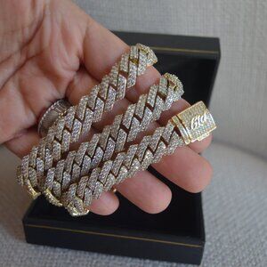 GLD gold tone Cuban micro pave chain necklace